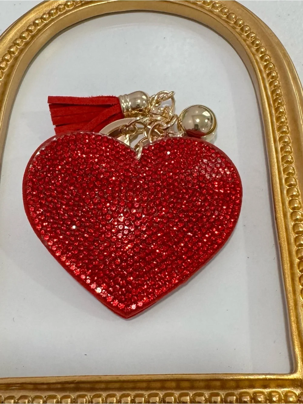 New Sparkling Red Heart Keychain